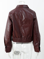 Jesse Burgundy Faux Leather Cropped Jacket