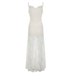 Ilyas Apricot Lace Flower Maxi Dress