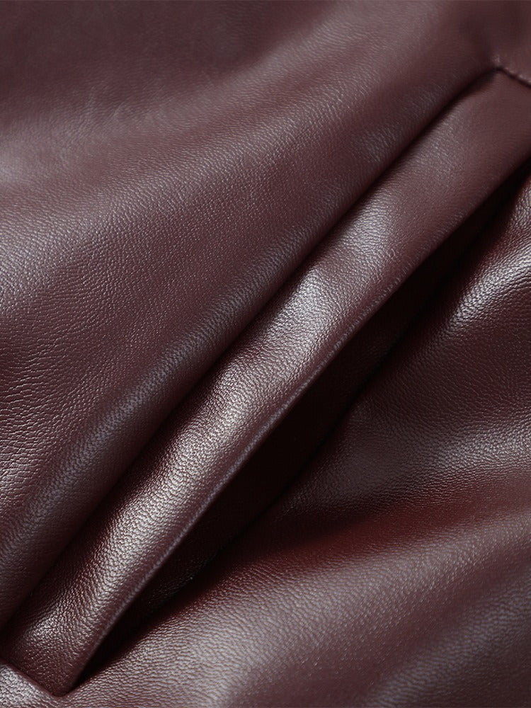 Jesse Burgundy Faux Leather Cropped Jacket