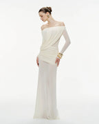 Gaelthis Strapless Ruched Draped Maxi Dress