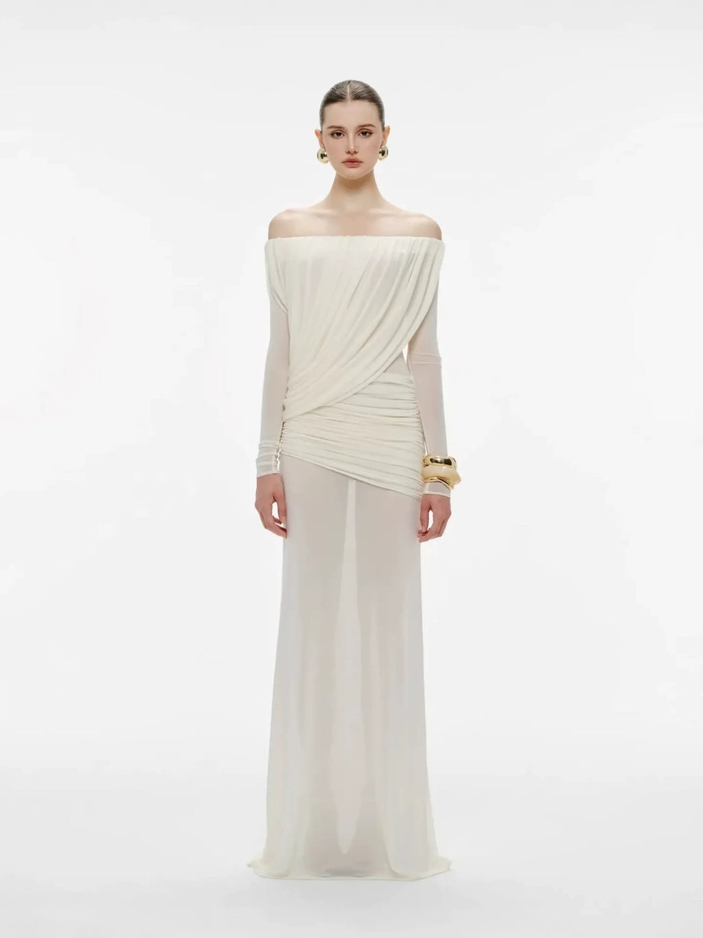 Gaelthis Strapless Ruched Draped Maxi Dress