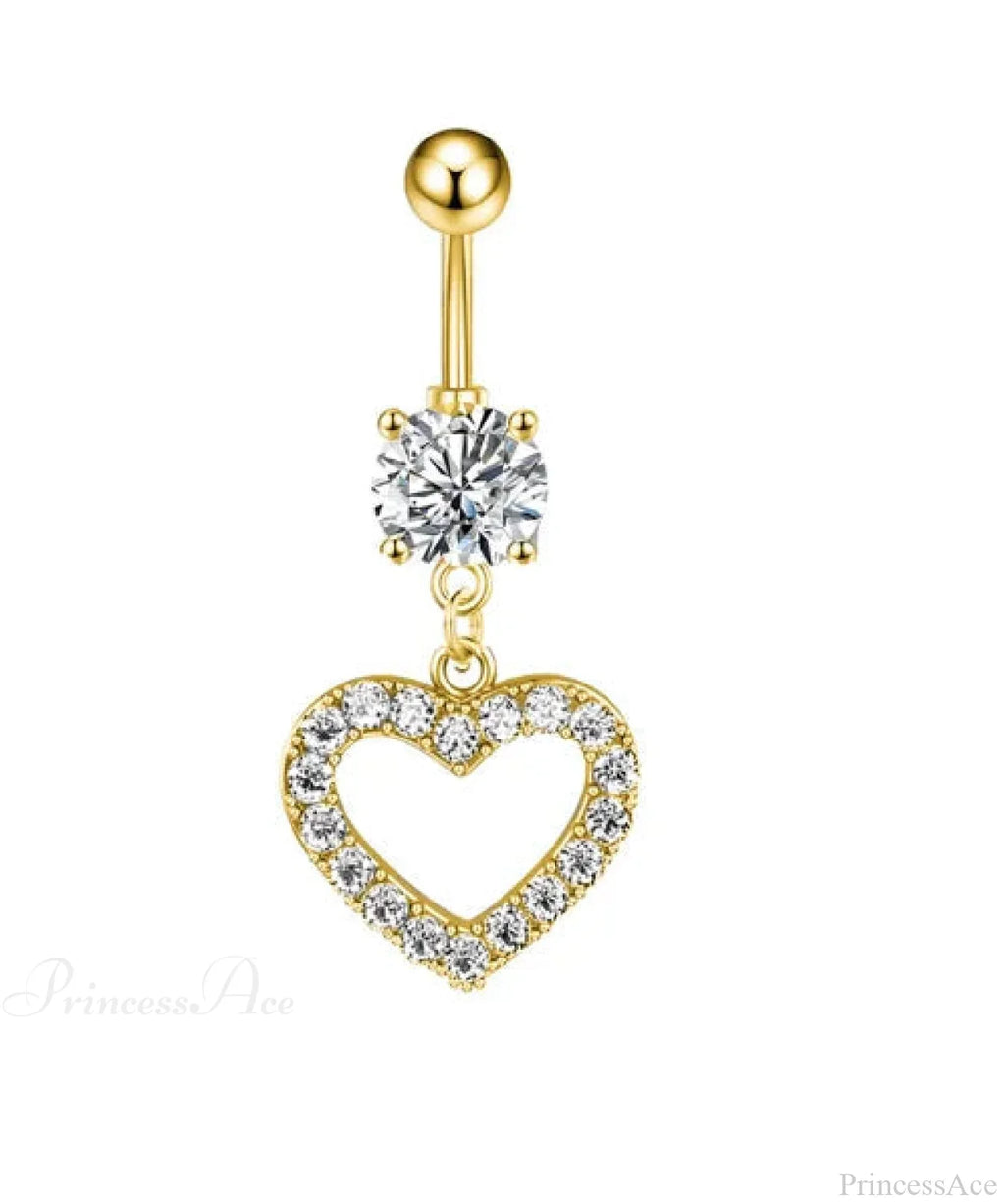 Inverted Love Medieval Golden 14G Stomach Hoop