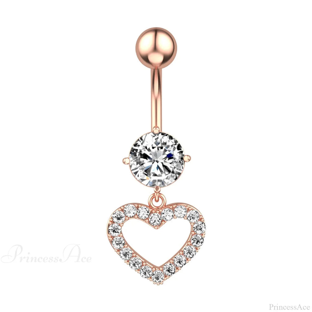 Inverted Love Medieval Golden 14G Stomach Hoop