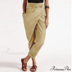 Irregular Lacing Cropped Casual Solid Color Trousers