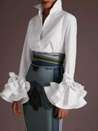 Isabella Buttoned Solid Casual Tunic Top