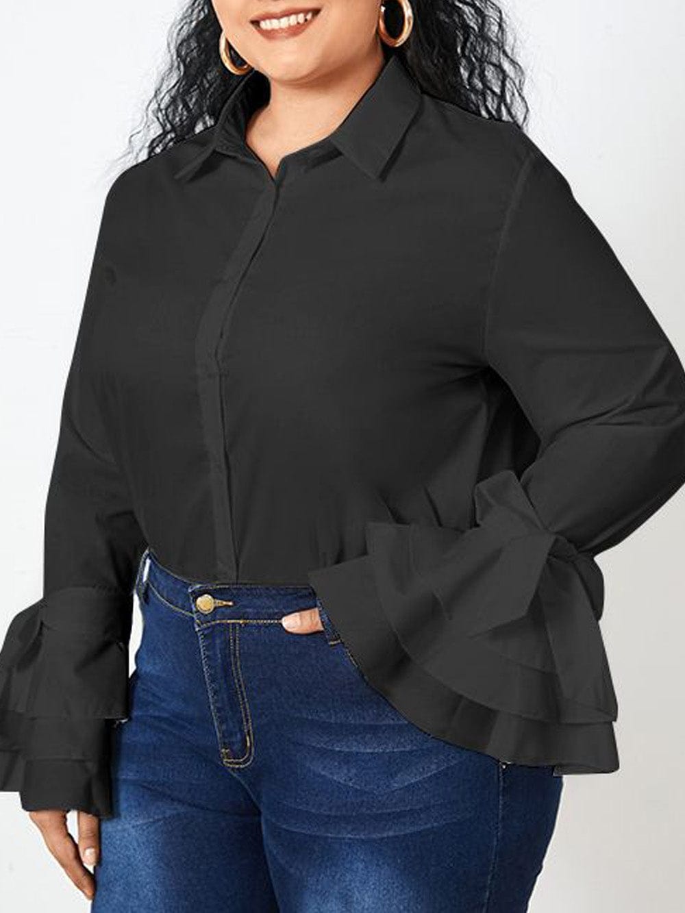 Isabella Buttoned Solid Casual Tunic Top