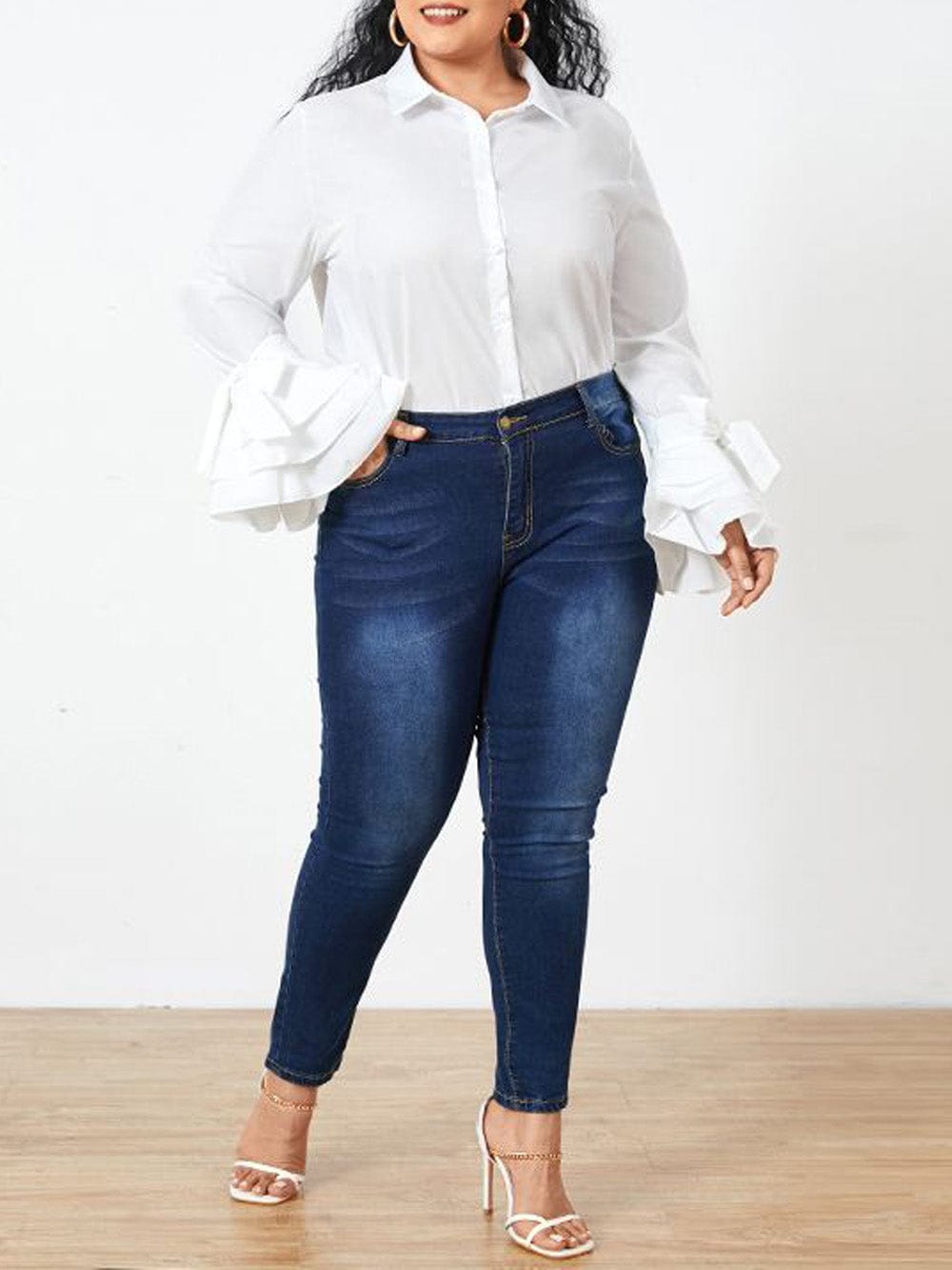 Isabella Buttoned Solid Casual Tunic Top