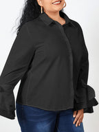 Isabella Buttoned Solid Casual Tunic Top