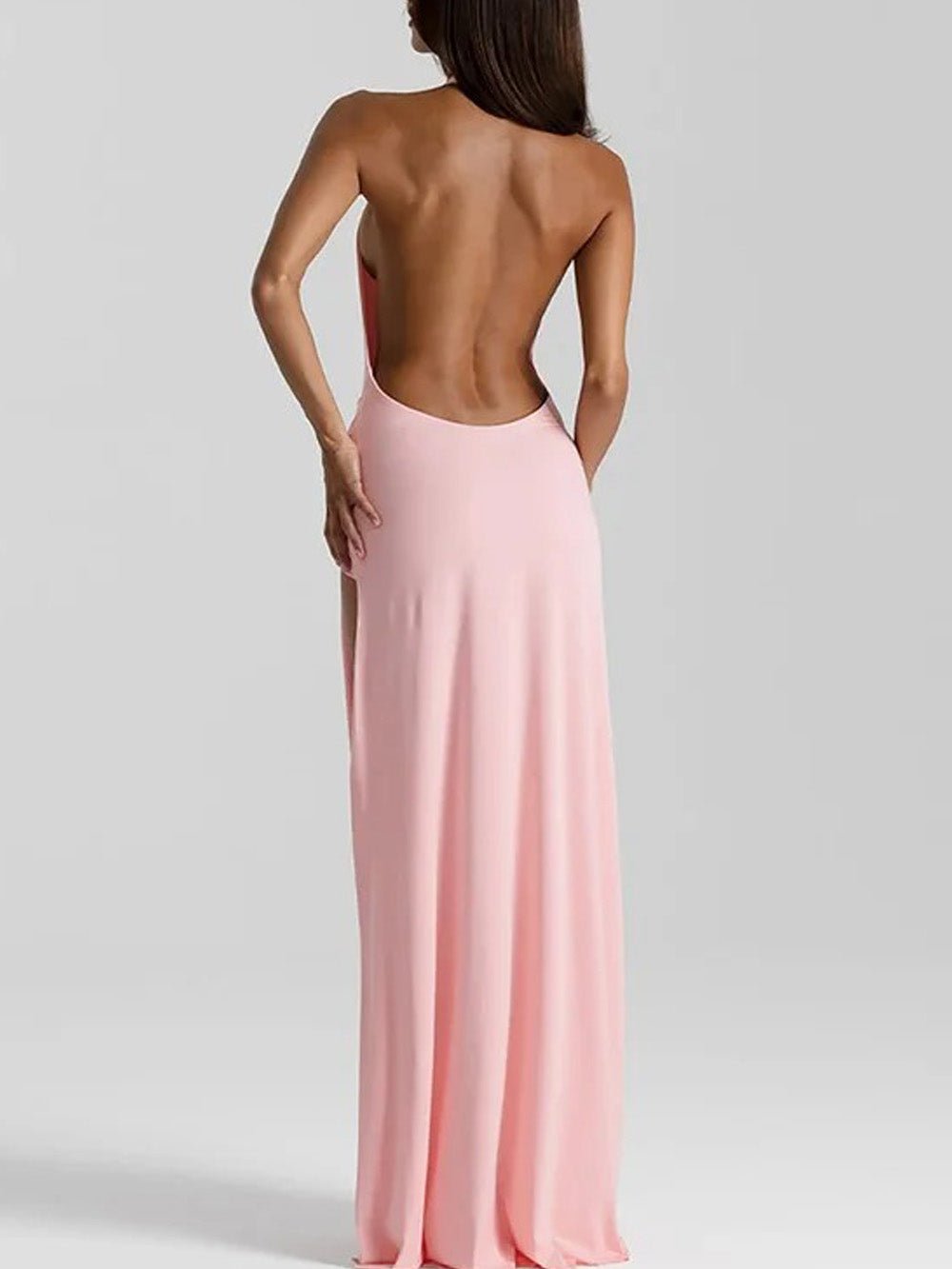 Isabella Halter Deep-V Maxi Dress
