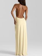 Isabella Halter Deep-V Maxi Dress