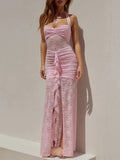 Isabella Lace Ruffled Maxi Dress