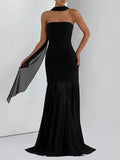 Isabella Strapless Scarf Collar Gown