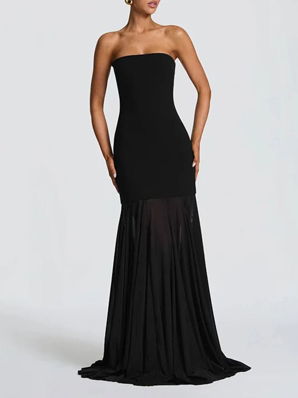 Isabella Strapless Scarf Collar Gown