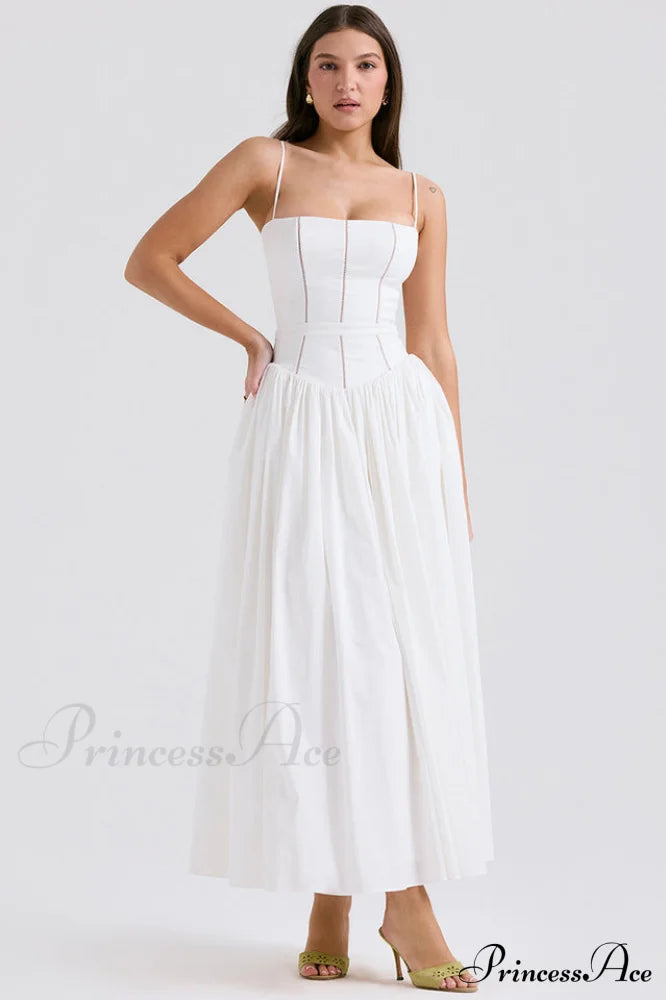 Isabella White Stylish Cotton Sundress