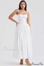 Isabella White Stylish Cotton Sundress