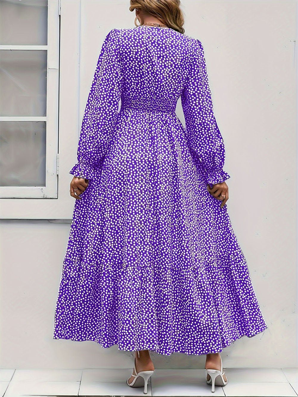 Isabelle Long Sleeve Ruffle Hem Maxi Dress