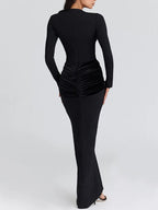 Isla Long Sleeve Ruched Maxi Dress