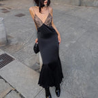 Anissa - Spliced - Lace Mesh Maxi Dress