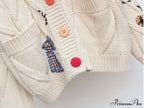 Jacket Loose Pocket Embroidery Fashion Knit Cardigan