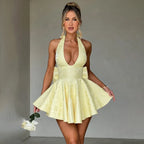Jacquard Bow Waist Wrap Vacation Dress