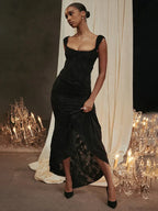 Jacquard Off Shoulder Mermaid Vacation Dress