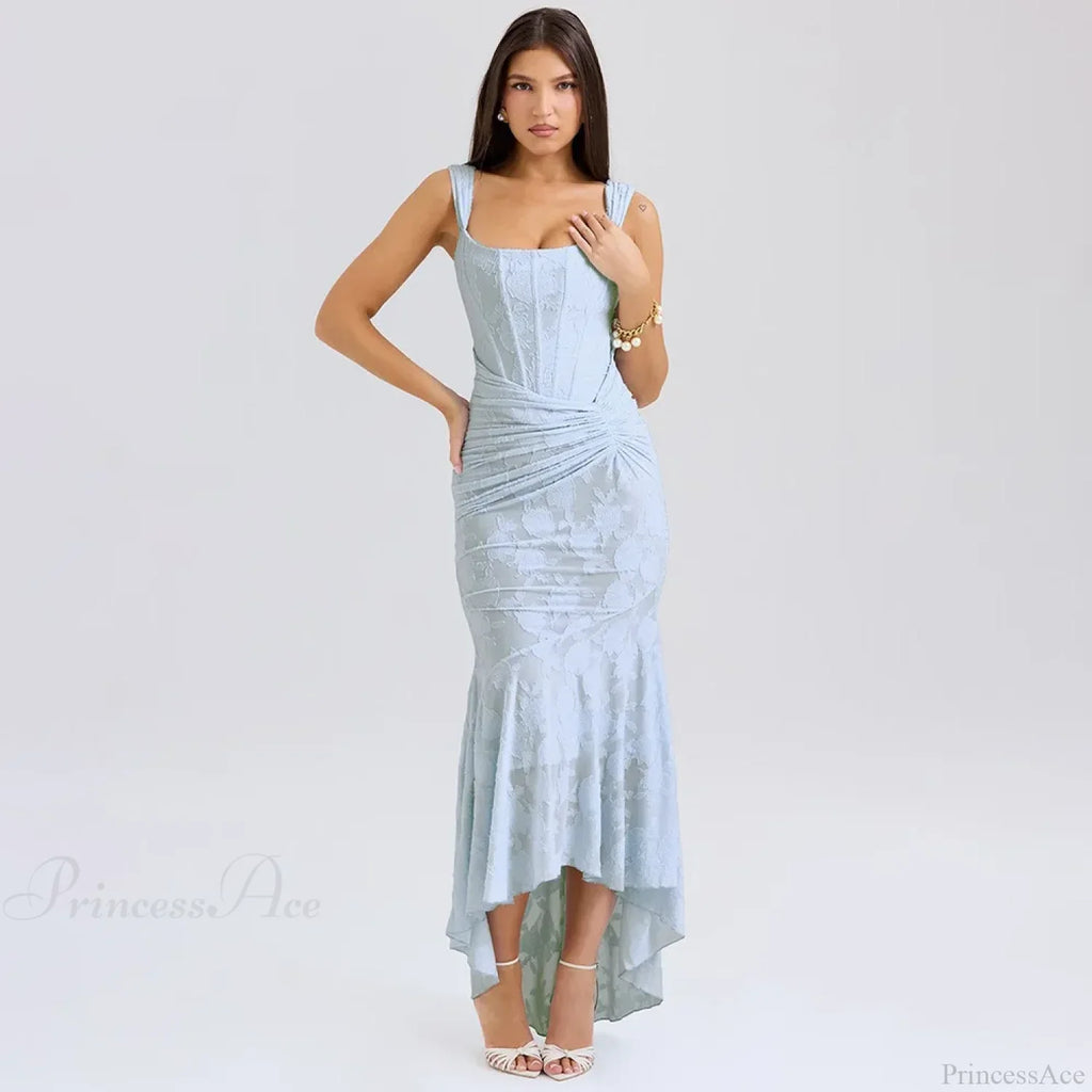 Jacquard Off Shoulder Mermaid Vacation Dress
