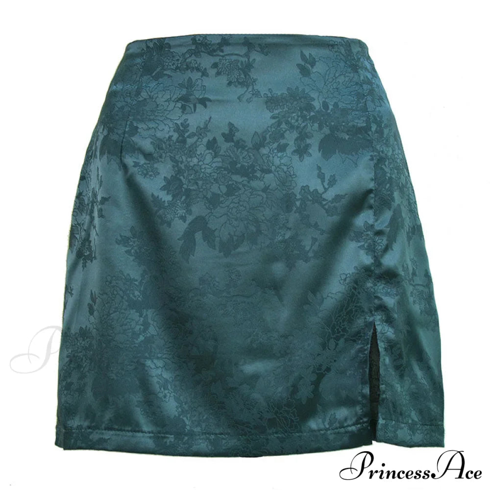 Jacquard Satin Skirt Sexy High Waist Mini Skirt