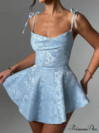 Jacquard Texture Suspender Charming Slimming A-Hem Mini Dress