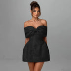 Jacquard Waist Wrap A-line Vacation Dress