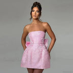 Jacquard Waist Wrap A-line Vacation Dress