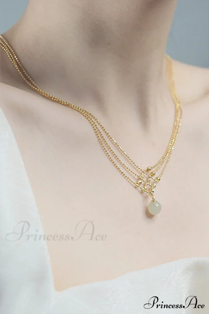 Jade Necklace with Three Beaded Layers