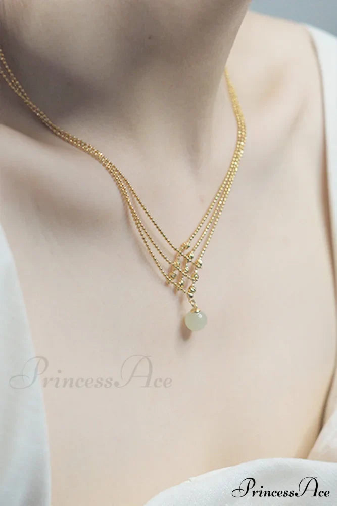 Jade Necklace with Three Beaded Layers