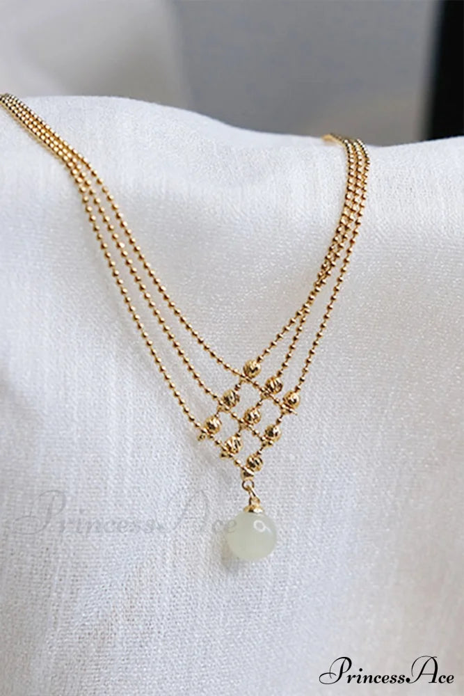 Jade Necklace with Three Beaded Layers