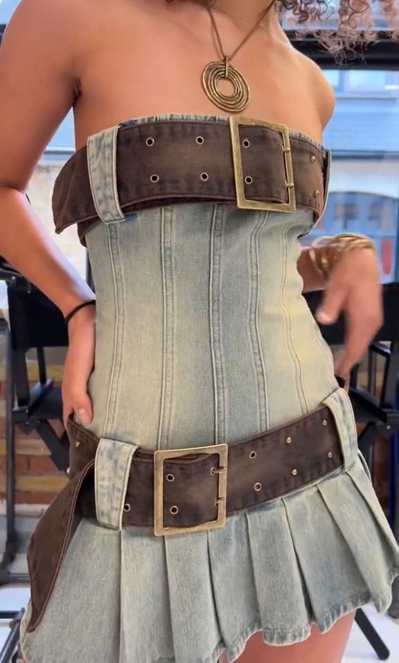 Denim Corset Mini Dress