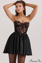 Jadore Lace And Charming Satin Mini Dress