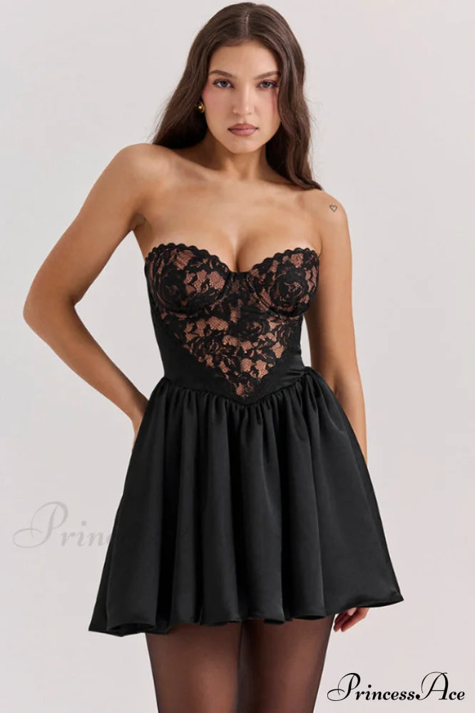 Jadore Lace And Charming Satin Mini Dress