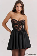 Jadore Lace And Charming Satin Mini Dress