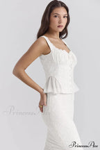 Jean Embroidery Stylish Ruffle Top