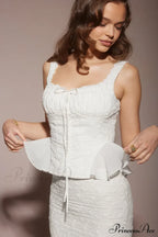 Jean Embroidery Stylish Ruffle Top