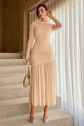 Jessie Long Sleeve Pleated Mesh Maxi Dress