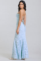 Varenf Bluebell Lace Up Back Maxi Dress