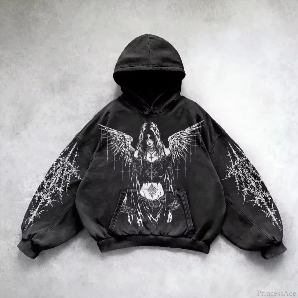 Joker Goth Print Fleece Zipper Hoodie