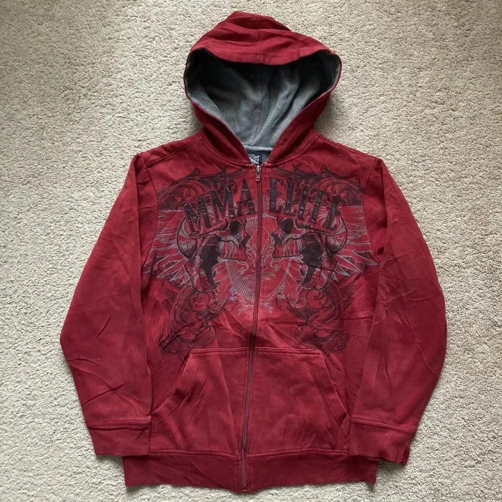 Joker Goth Print Fleece Zipper Hoodie