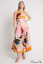 Jolie Abstract Stylish Cut-Out Midi Dress