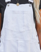 Jorgie Pocketed Denim Overall Dress White