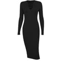 Lace up solid ribbed long sleeve notch neck mini dress
