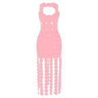 Hollow out backless sleeveless low cut solid maxi dress