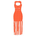 Hollow out backless sleeveless low cut solid maxi dress