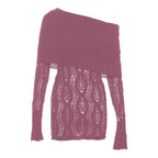 Crochet off shoulder long sleeve hollow out mini dress
