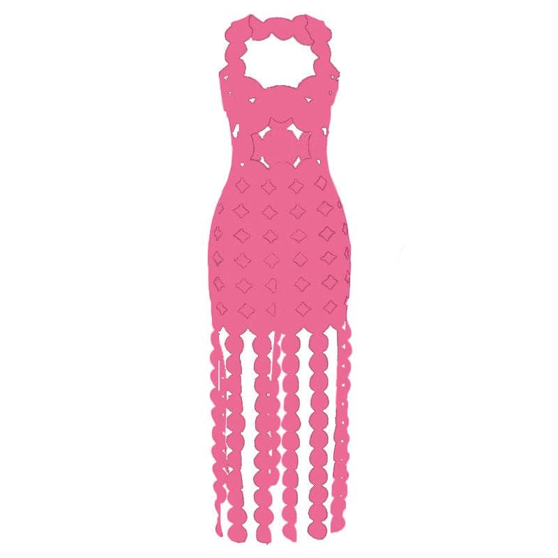 Hollow out backless sleeveless low cut solid maxi dress